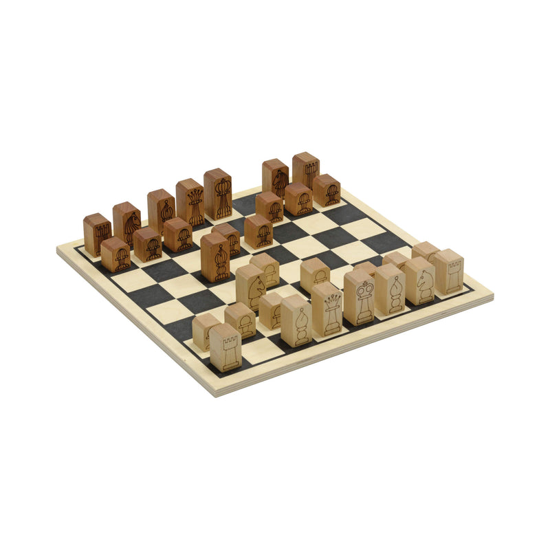 Block Chess Pieces and Board Set