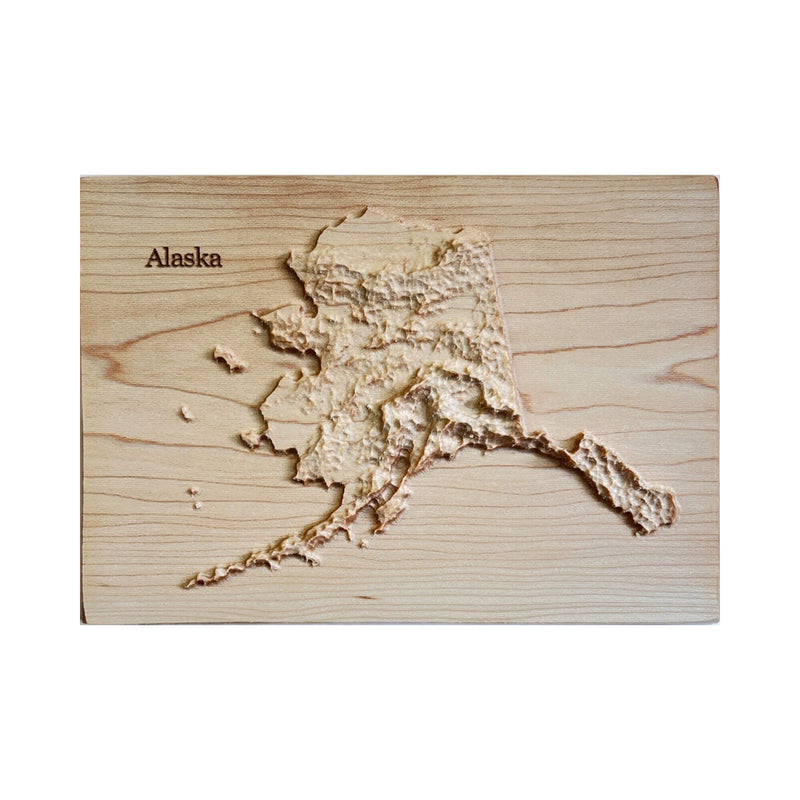 Alaska State 3D Wood-Carved Relief Map | Travel Gift | Alaska Map