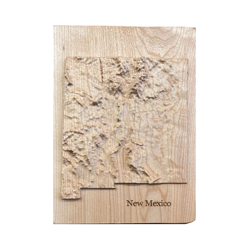 New Mexico 3D Topographic Wood Carved Relief Map | New Mexico Gift