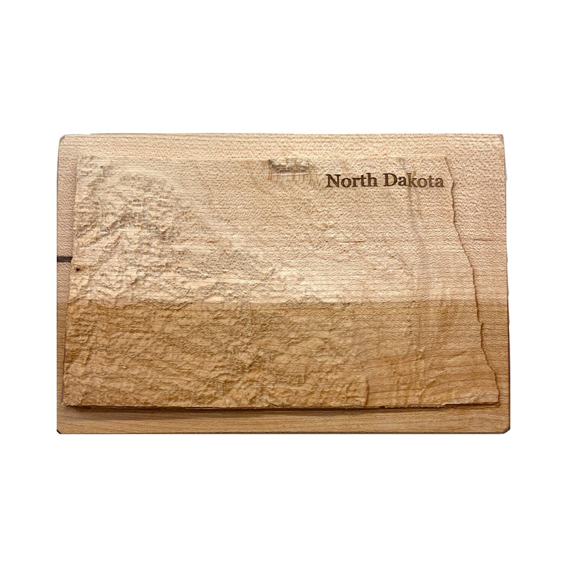 North Dakota Wood Carved 3D Topographic Relief Map | North Dakota Gift