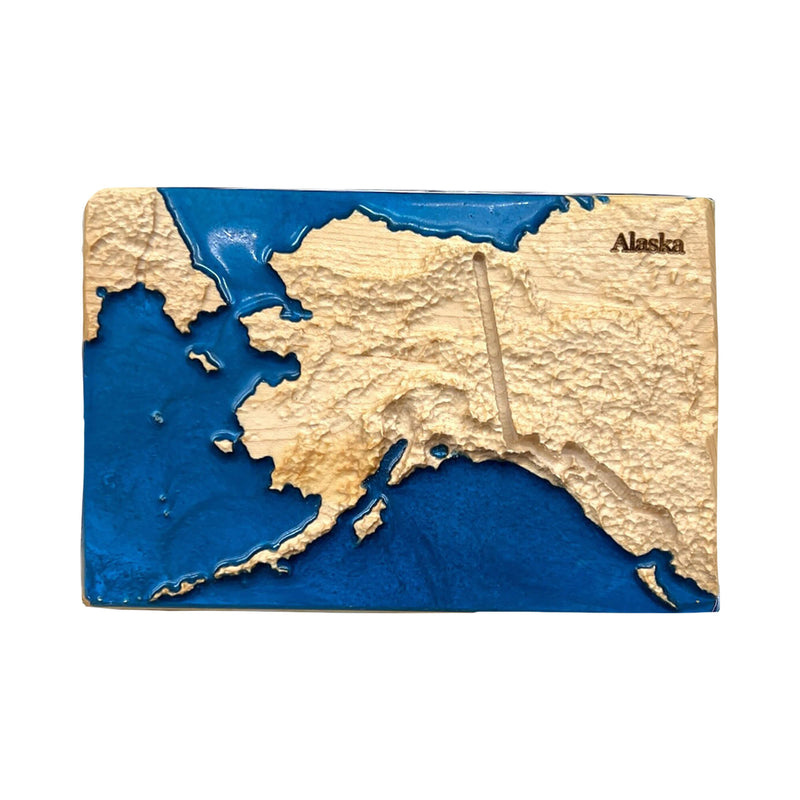 Alaska State 3D Wood-Carved Relief Map | Travel Gift | Alaska Map