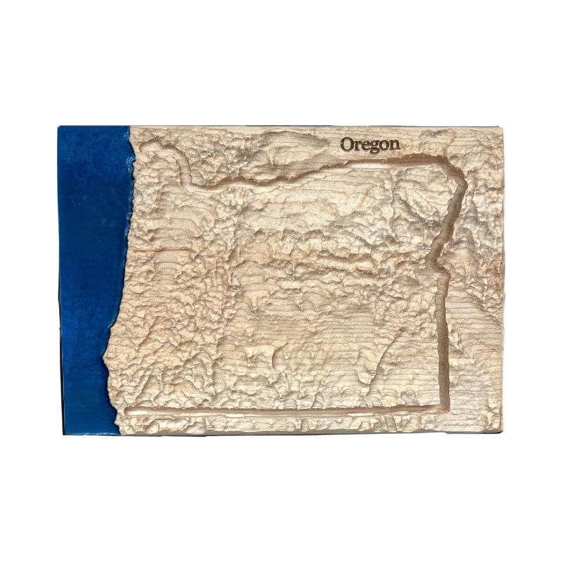 Oregon Wood Carved 3D Topographic Wooden Relief Map | Oregon Gift